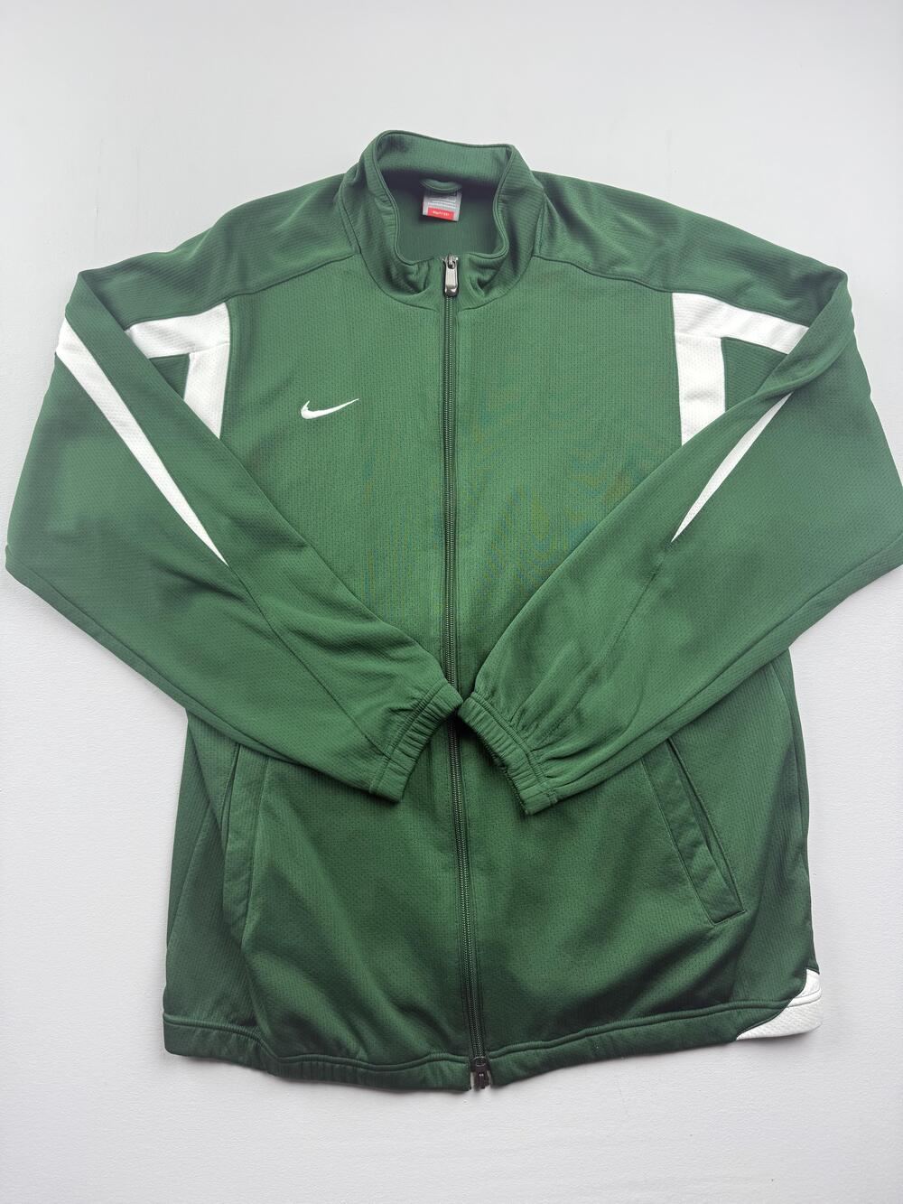 Nike FIT DRY Track Jacket Mens Large Green Full Zip Colorblock Athletic